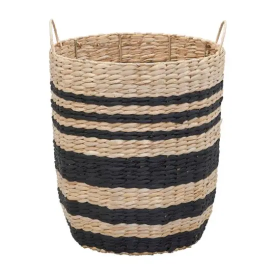 Household Essentials 18" Black & Natural Cattail & Paper Banded Basket {10}