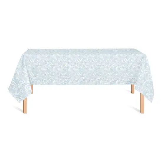 102" Blue Palm Leaf Pattern Tablecloth {1}