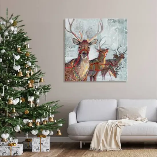 Stupell Industries Winter Reindeer Holiday Landscape Canvas Wall Art {3}