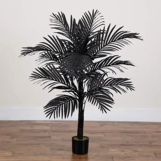 4ft. Artificial Halloween Black Golden Cane Tree {7}