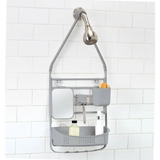 Bath Bliss 28" Deluxe Flex Adjustable Shower Caddy Gray {7}