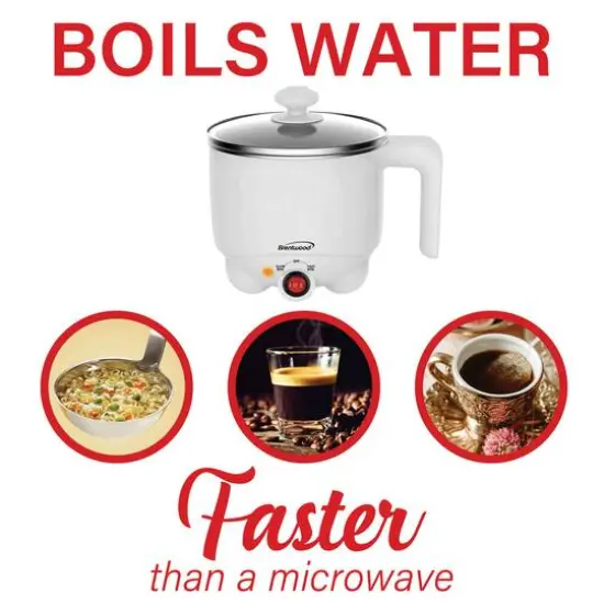 Brentwood White 1.1qt. 400 Watt Stainless Steel Electric Hot Pot Cooker & Food Steamer {7}