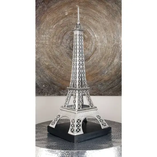42" Silver Aluminum Eiffel Tower Sculpture {5}