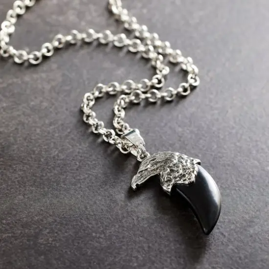 Rhodium & Obsidian Eagle Pendant by Bead Landing&trade; {3}