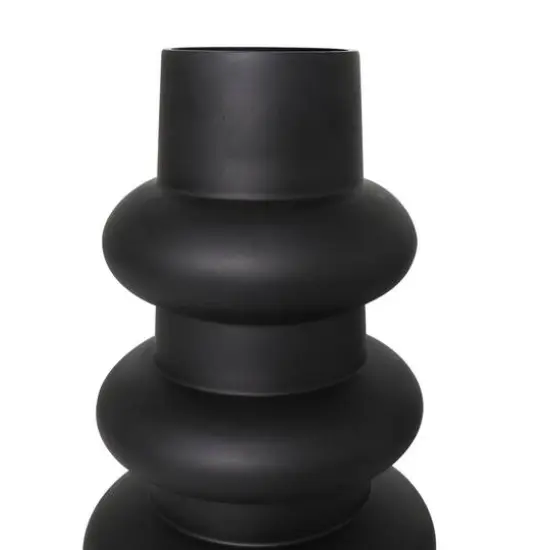 Black Bubble Ribbed Glass Vase Set {7}
