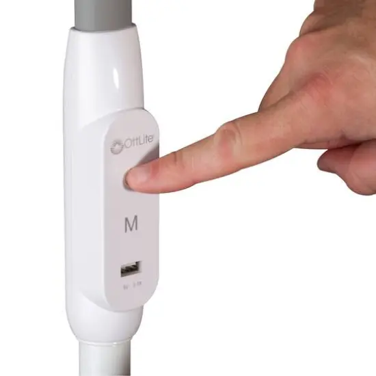 OttLite 64" White LED Floor Lamp with USB and Tablet Stand {6}