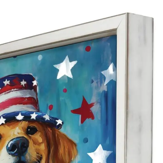 16" x 16" Patriotic Golden Retriever Framed Print White Frame {4}