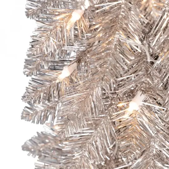 4ft. Pre-Lit Rose Gold Artificial Alpine Pencil Christmas Tree, Clear Lights {5}