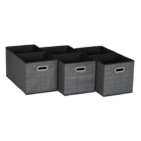 6 Pack Household Essentials 11" Fabric Storage Bins Black Mix {1}