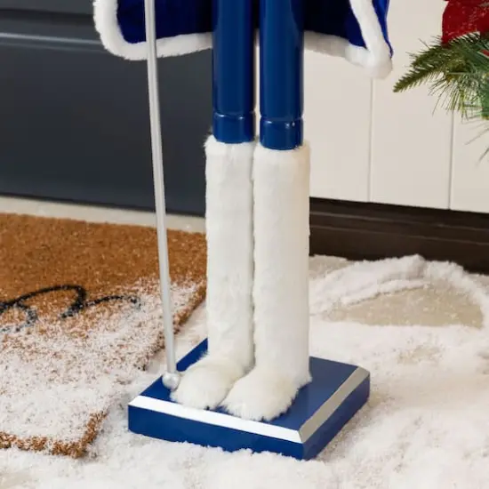Glitzhome&reg; 42"H Wooden Christmas Blue Dressed King Nutcracker {7}