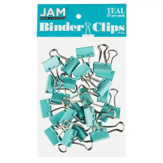 JAM Paper 3/4" Binder Clips, 25ct. Teal {1}