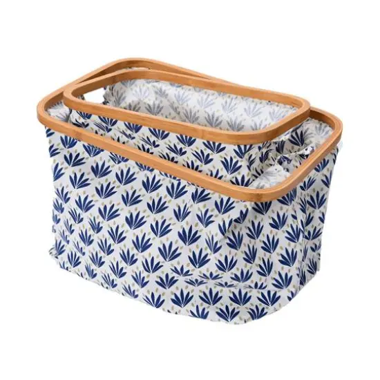 Household Essentials Krush Bamboo Rimmed Basket Set Blue {5}