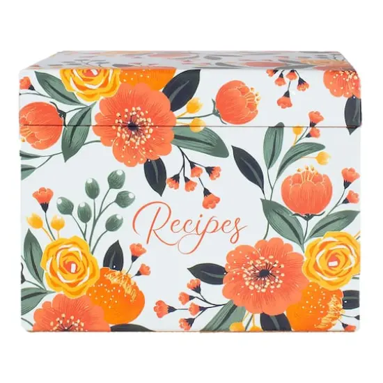 Steel Mill & Co.&reg; Orange Floral Recipe Box {1}