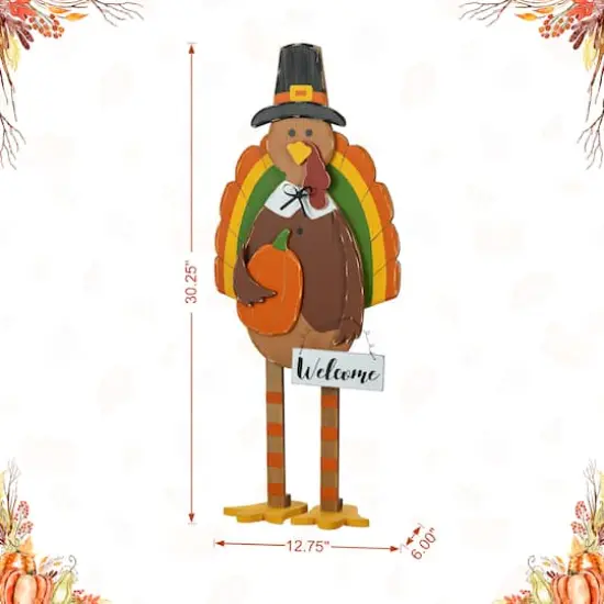 Glitzhome&reg; 30.25" Thanksgiving Wood Turkey Porch D&eacute;cor {9}
