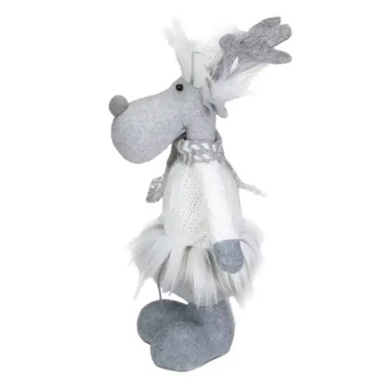 12.5'' Gray and White Standing Moose Tabletop Christmas Decoration {4}