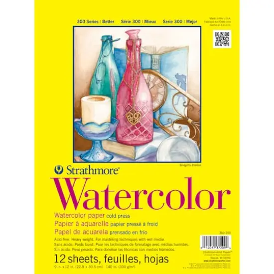 Strathmore Watercolor Paper Pad, 300 Series, Tape-Bound, 12 Sheets, 9" x 12" {1}