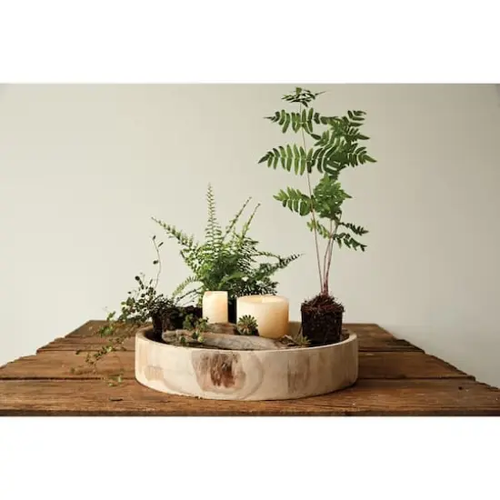 Hello Honey&reg; 17'' Distressed Brown Paulownia Wood Hand Carved Tray {4}