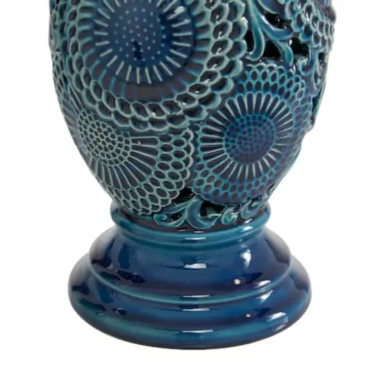 Blue Ceramic Eclectic Candle Holder Set {5}
