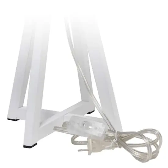 Simple Designs 19" Interlocked Triangular White Wood Table Lamp with Gray Shade White and Gray {8}