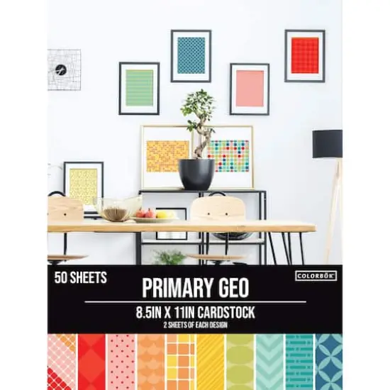 Colorbok&reg; Primary Geometric 8.5" x 11" Double-Sided Cardstock, 50 Sheets {1}