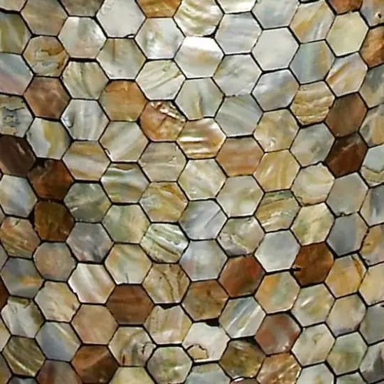 20" Multi Mussel Shells & Wood Contemporary Accent Table {3}