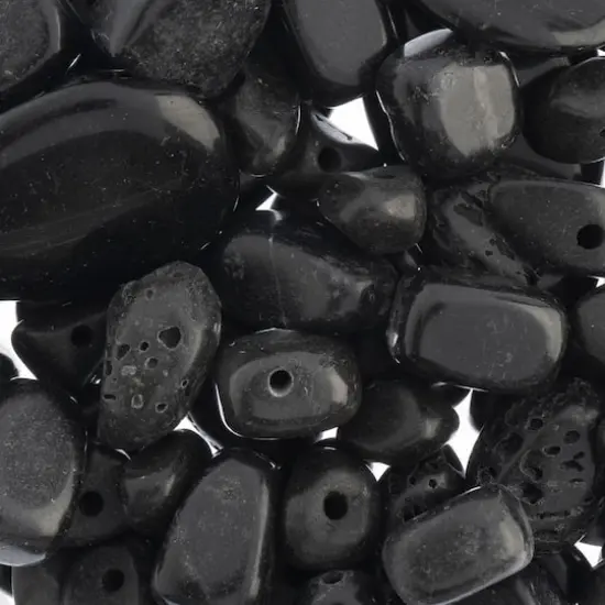 John Bead Earth's Jewels Natural Stone Bead Assortment, 100g Dyed Black Lava Rock {1}