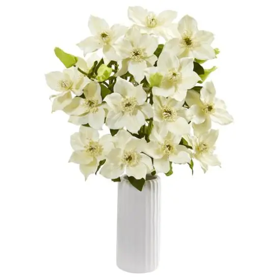 21" Anemone Arrangement In White Vase Cream {1}