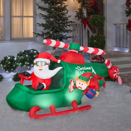 4.5ft. Animated Airblown&reg; Inflatable Christmas Santa in Helicopter {5}