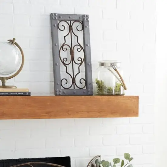 20" Gray Traditional Ornamental Wood Wall Decor {10}