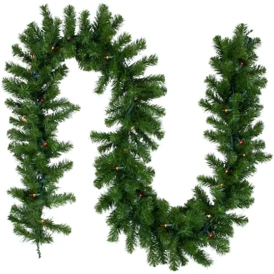 9ft. Pre-Lit Multicolor Lighted Oak Creek Pine Garland {4}