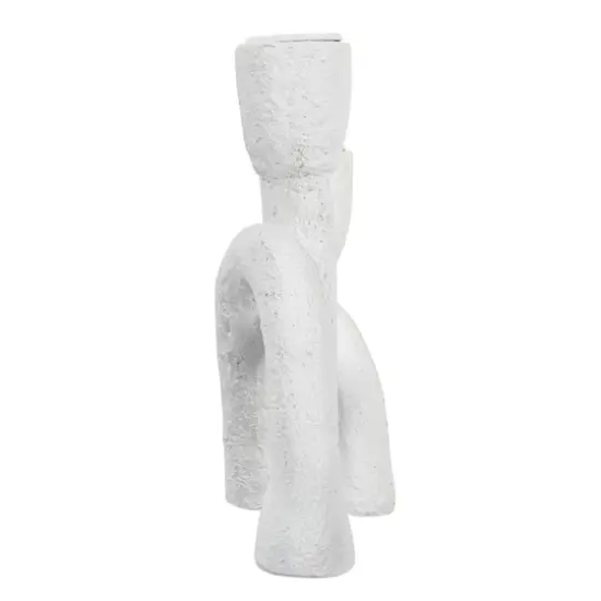 Hello Honey&reg; 8.3" White Abstract Double Taper Candle Holder {6}