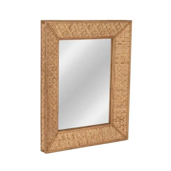 Hello Honey&reg; 25.5" Handwoven Rattan Rectangle Wall Mirror Natural {1}