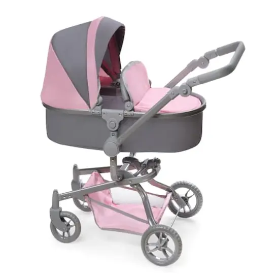 Badger Basket Gray & Pink Daydream Multi-Function Single Doll Pram & Stroller {1}