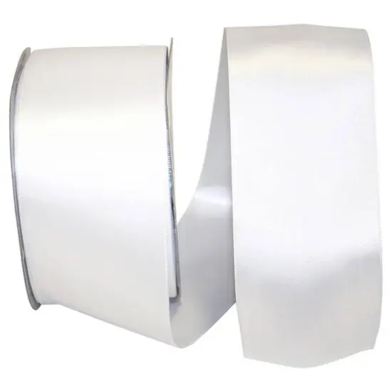 JAM Paper 2.5'' x 50yd. Double Face Satin Ribbon White {1}