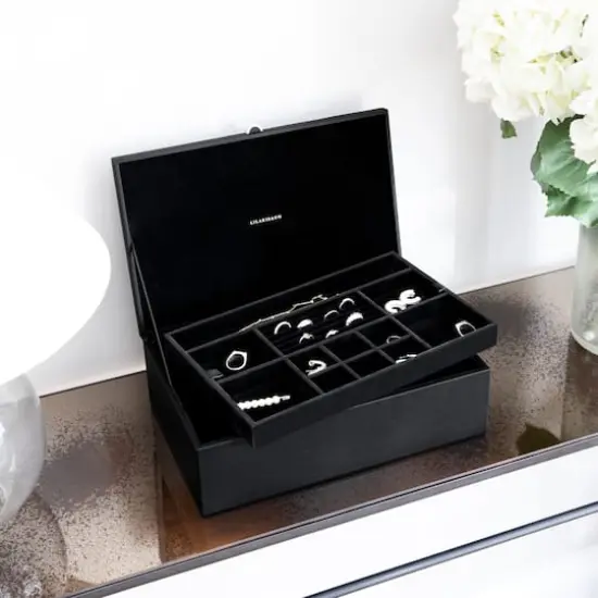 Lilarie & Co. Medium Jewelry Box with Removable Tray Black {4}