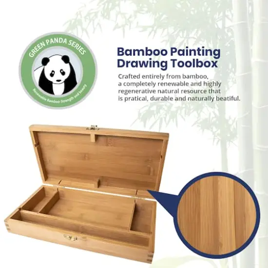 Pacific Arc 13" x 8" Bamboo Paint Box with Palette & 4 Compartments {4}