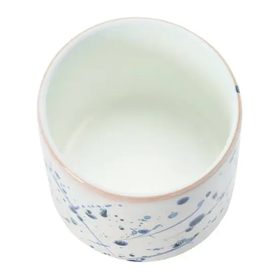 Hello Honey&reg; 6" White & Blue Splatter Design Stoneware Footed Planter {7}