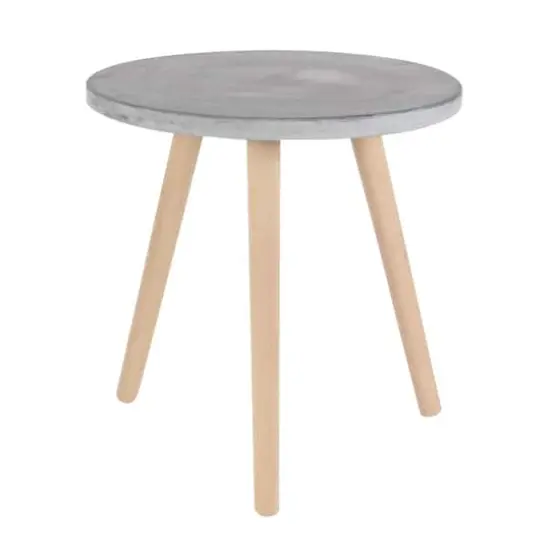 Gray Fiber Clay & Beech Wood Contemporary Accent Table {1}