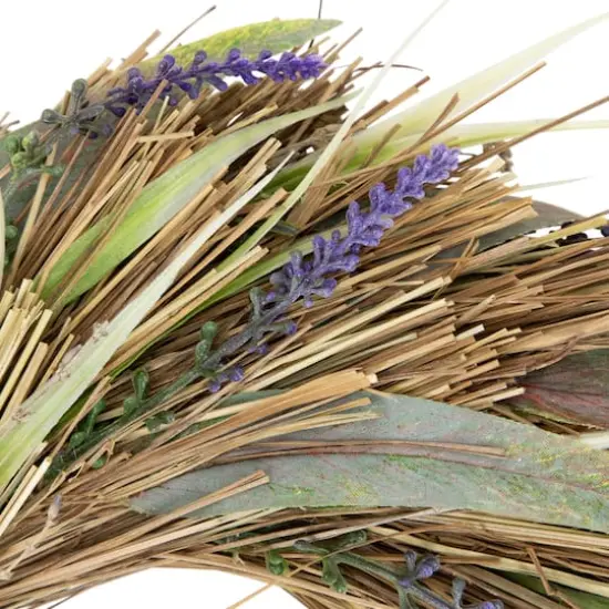 14" Artificial Grass and Lavender Spring Wreath {6}