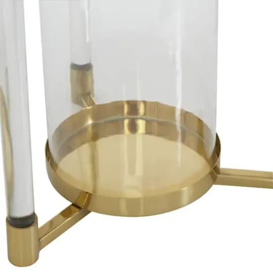Gold Stainless Steel Contemporary Lantern, 23" x 11" x 11" {6}