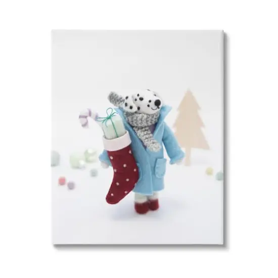 Stupell Industries Dalmatian Christmas Stocking Scene Canvas Wall Art {1}