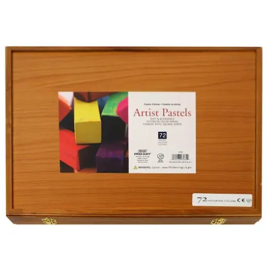 Pro Art&reg; 72 Piece Square Artist Pastels in Wood Box {1}