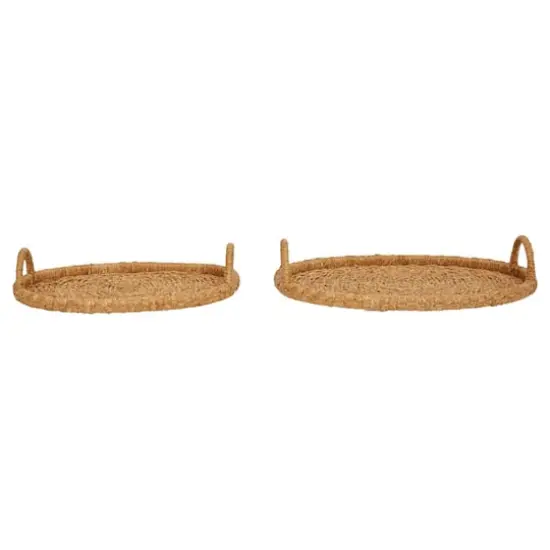 Hello Honey&reg; Decorative Handwoven Oval Seagrass and Rattan Trays with Handles Set {1}