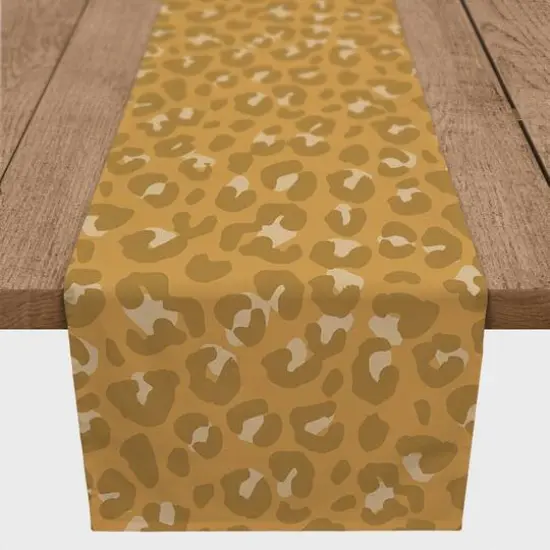 72" Leopard Cotton Twill Runner Yellow {1}