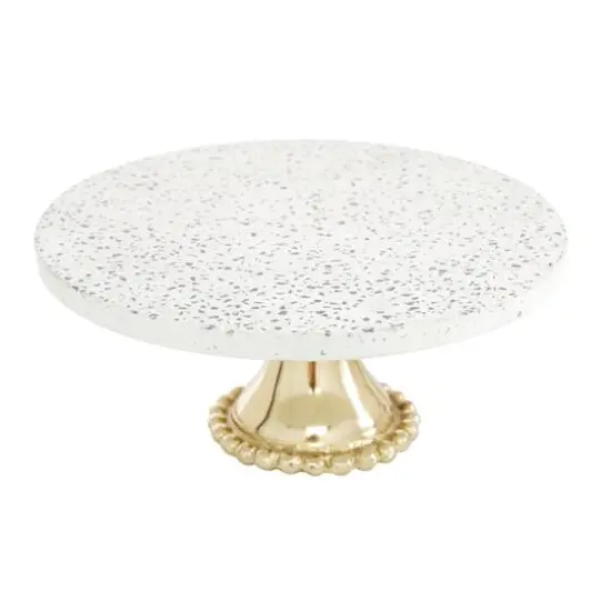 Set of 2 Gold Stoneware Natural Cake Stand, 12", 10" {3}