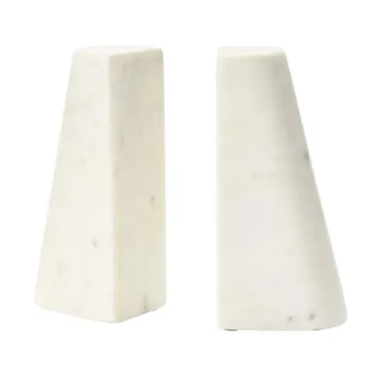 Hello Honey&reg; 6" White Geometric Marble Bookends with Brass Inlay, 2ct. {5}