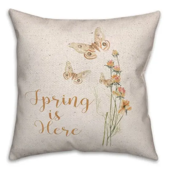 Butterfly Spring Here 18" x 18" Throw Pillow {1}