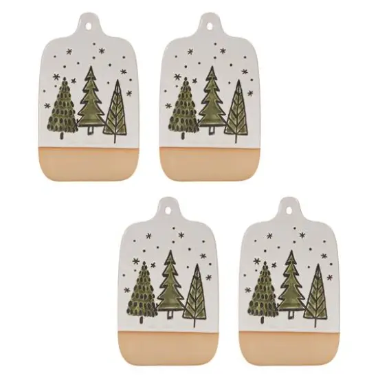 10.5" Ceramic Pine Tree Cutting Board Tray Set  {1}