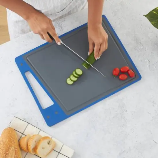 JoyJolt&reg; Cutting Board Set Gray and Blue {5}
