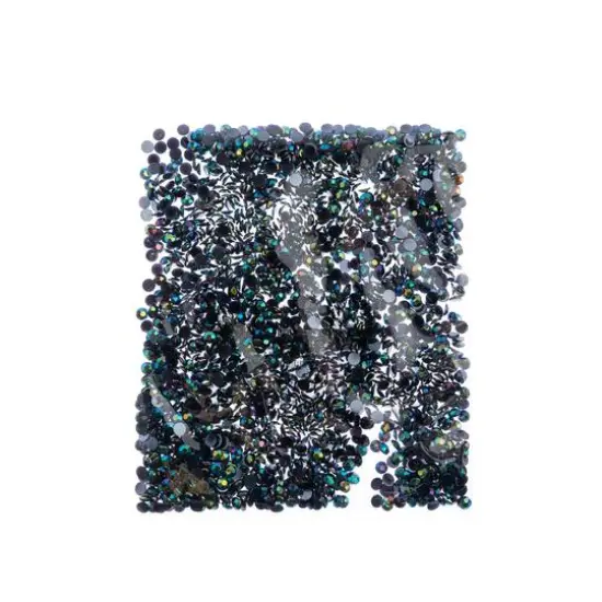 John Bead Acrylic Round Flat Back Rhinestones, 4mm Black AB {4}